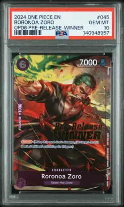 2024 ONE PIECE PROMOS #045 RORONOA ZORO PSA 10 - Image 1
