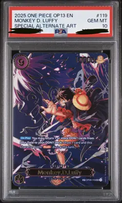 Monkey D. Luffy OP09-119 SEC SP ENGLISH ONE PIECE PSA 10 - OP 13 - Image 1