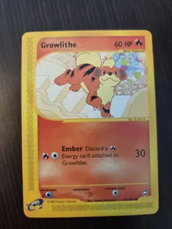 Pokemon TCG 2002 Growlithe Aquapolis E-Reader Series Uncommon Card 51/147 NM - Image 1