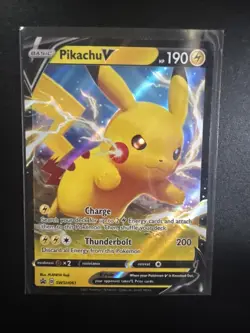 Pokemon 2021 Pikachu v SWSH061 Sword & Shield Black Star Promo Card - Image 1