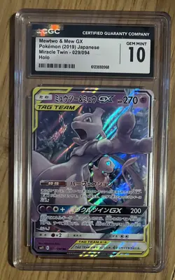 Mewtwo & Mew GX 029/094 Miracle Twin Holo Japanese CGC 10 Gem Mint Pokemon Card - Image 1