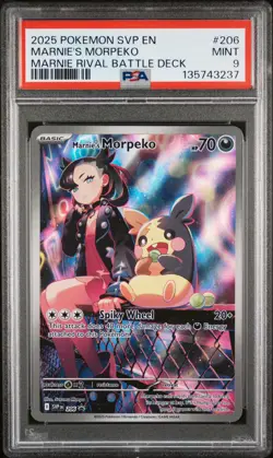 2025 POKEMON SVP EN-SV BLACK STAR PROMO #206 MARNIE'S MORPEKO PSA 9 - Image 1