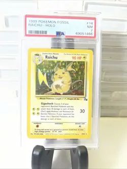 1999 Pokemon Fossil Raichu Holo Rare PSA 7 Near Mint 14/62 Unlimited - Image 1