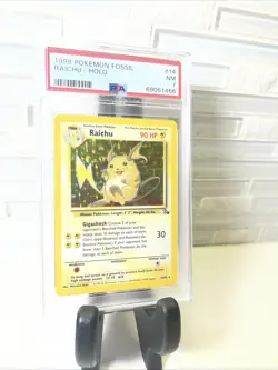 1999 Pokemon Fossil Raichu Holo Rare PSA 7 Near Mint 14/62 Unlimited - Image 2