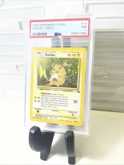 1999 Pokemon Fossil Raichu Holo Rare PSA 7 Near Mint 14/62 Unlimited - Image 3