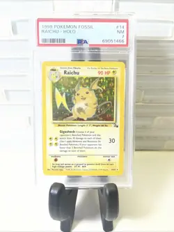 1999 Pokemon Fossil Raichu Holo Rare PSA 7 Near Mint 14/62 Unlimited - Image 4