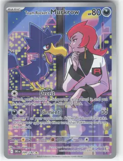 ✰ TEAM ROCKET'S MURKROW 200/182 ILLUSTRATION RARE DESTINED RIVALS POKEMON ✰ LP - Image 2