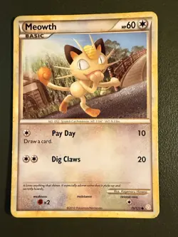 Pokemon TCG Meowth 75/123 HeartGold & SoulSilver HGSS1 MP - Image 1