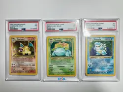 Pokemon TGC Base Set II Charizard Blastoise Venusaur Holos PSA 7 Trio - Image 2