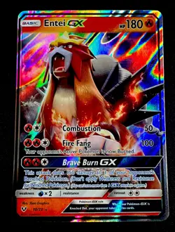 Entei GX 10/73 Near Mint Shining Legends Ultra Rare Holo Sun Moon Pokemon Tcg - Image 1
