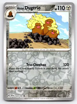 Pokemon Alolan Dugtrio SV08: Surging Sparks SSP Reverse Holofoil 123/191 NM - Image 1