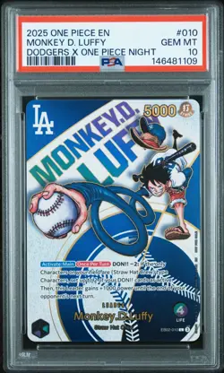 2025 ONE PIECE PROMOS #010 MONKEY D. LUFFY DODGERS X ONE PIECE NIGHT LUFFY - Image 1