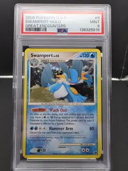 2008 POKEMON DIAMOND & PEARL GREAT ENCOUNTERS #9 SWAMPERT-HOLO PSA 9 - Image 1