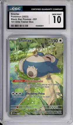 CGC 10 Snorlax Pokemon 151 ETB Black Star Promo Full Art Holo 051 - Image 1