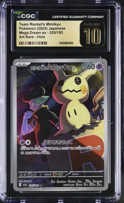 CGC 10 Pristine Team Rocket's Mimikyu 205/193 Art Rare Holo Pokemon Japanese PSA - Image 1
