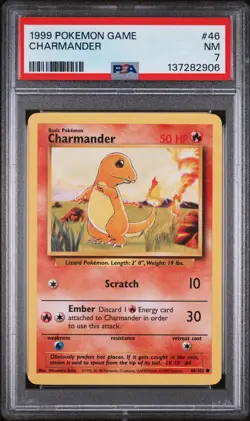 1999 POKEMON BASE SET UNLIMITED #46 CHARMANDER PSA 7 NM CARD - Image 1