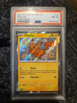 Pokemon TCG Shiny Pikachu Paldean Fates 131/91 English Full Art Graded PSA 8 - Image 1