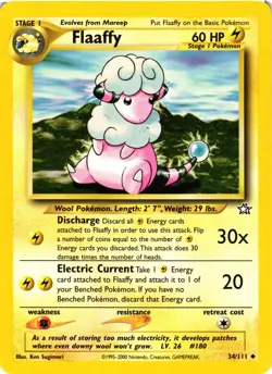 Pokemon TCG Flaaffy 34/111 Neo Genesis Unlimited VLP - Image 1