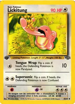 Pokemon TCG Lickitung Jungle 38/64 Regular 1st Edition Uncommon LP - Image 1