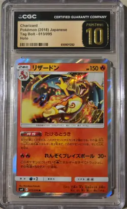 CGC Pristine 10 Charizard 013/095 Sm9: Tag Bolt Rare Holo Japanese Pokemon Card - Image 1