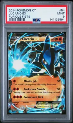 2014 POKEMON XY FURIOUS FISTS #54 LUCARIO EX PSA 9 - Image 1