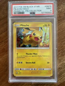 2017 POKEMON SM BLACK STAR PROMO SHINING LEGENDS PIN COLL PIKACHU-HOLO PSA 9 - Image 1