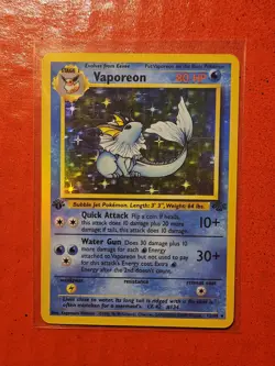 Pokemon card Vaporeon Jungle 1st Edition Holo Rare 80 HP Stage 1 12/64 MINT COND - Image 1