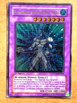 yugioh Elemental Hero Aqua Neos POTD-EN031 Ultimate Rare 1st Ed Light Played - Image 1