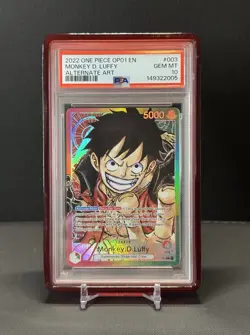 One Piece OP01-003 Monkey D Luffy Pre-Errata Alternate Art Leader PSA 10 - Image 1