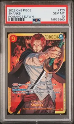 2022 ONE PIECE OP01-ROMANCE DAWN #120 SHANKS PSA 10 - Image 1