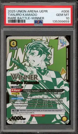 Union Arena Tanjiro Kamado Rare Battle Winner #008 PSA 10 Gem Mint - Image 1