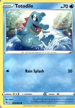 Totodile 055/264 SWSH08: Fusion Strike Pokemon Card TCG - Image 1