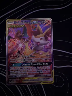 Charizard & Braixen GX Tag Team Pokemond Card. Good Condition - Image 1
