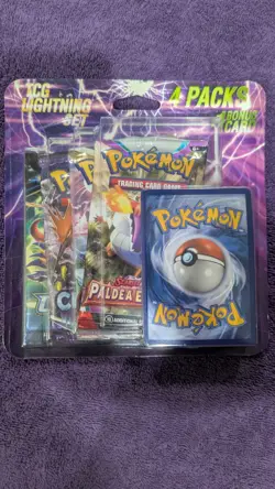 Konami Pokemon TCG Lightning Set Booster 4 Packs 1 Bonus Card check pictures - Image 1