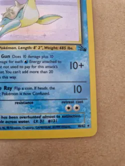 Pokemon Lapras 1st Edition Fossil Set Holo Card 10/62 - Near Mint - Image 4