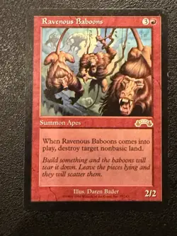 Ravenous Baboons Exodus Magic the Gathering Red Rare Apes Creature MtG - Image 1