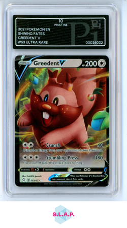 GREEDENT V 2021 POKEMON EN SHINING FATES #53 ULTRA RARE PI 10 - Image 1