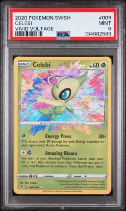 2020 POKEMON SWORD & SHIELD VIVID VOLTAGE #009 CELEBI PSA 9 - Image 1
