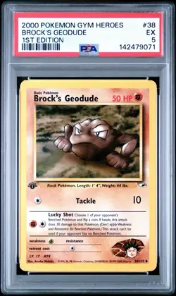 2000 Pokemon Brock's Geodude Gym Heroes 38/132 1st Edition PSA 5 - Image 1