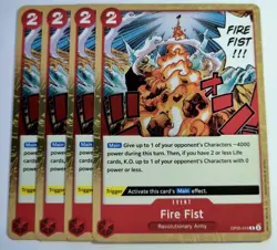 One Piece TCG Awakening of the new Era OP05-019 EN Fire Fist playset x4 - Image 1