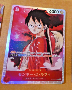 ONE PIECE JAPANESE CARD SUPER RARE HOLO GAME CARTE Monkey D. Luffy ST01-012 SR M - Image 1