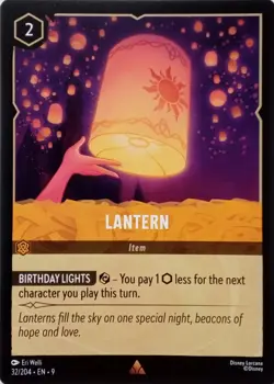 32/204 LANTERN EN9 RARE DISNEY LORCANA CARD - Image 1