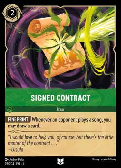 Signed Contract (099) Foil Ursula's Return Disney Lorcana - Image 1
