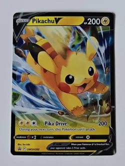 Pokemon TCG Pikachu V Sword & Shield SWSH285 Holo Promo + Sleeve/Code Card - Image 1