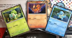POKEMON S&V 151 Poster Col. 3 Holo Promo Card Set BULBASAUR Squirtle CHARMANDER - Image 1