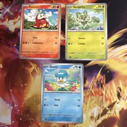 Pokemon TCG Gen 9 Scarlet &Violet Starters Card Bundle Quaxly Fuecoco Sprigatito - Image 1
