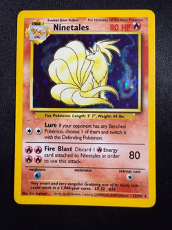 Pokemon TCG Ninetales Base Set Holo Rare Card 12/102 Unlimited LP - Image 1