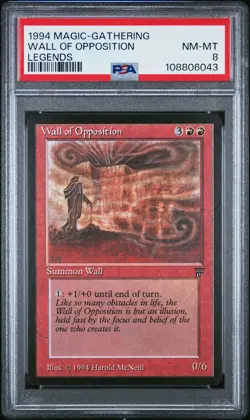 WALL OF OPPOSITION Legends Rare PSA 8 MTG [Nostalgium] - Image 1