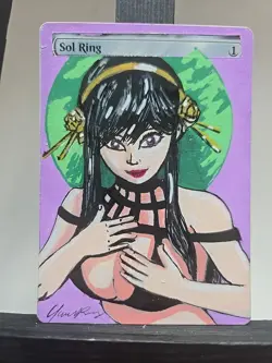 Sol Ring MTG – Yor Spy x Family Anime Fan Art Hand-Painted Alter Signed BAZAYO - Image 1