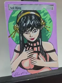 Sol Ring MTG – Yor Spy x Family Anime Fan Art Hand-Painted Alter Signed BAZAYO - Image 2